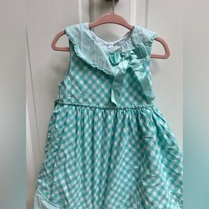 Rare Editions 24M Light Blue Picnic Pattern Fancy Dress with Collar
